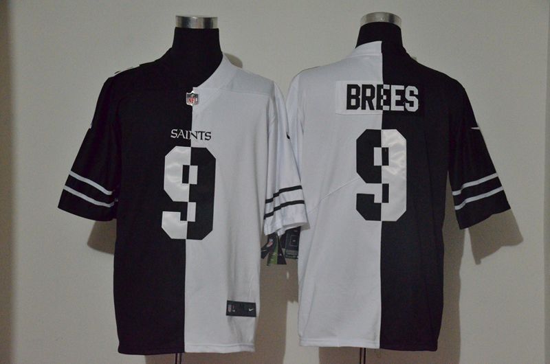 Men New Orleans Saints #9 Brees Black white Half version 2020 Nike NFL Jerseys